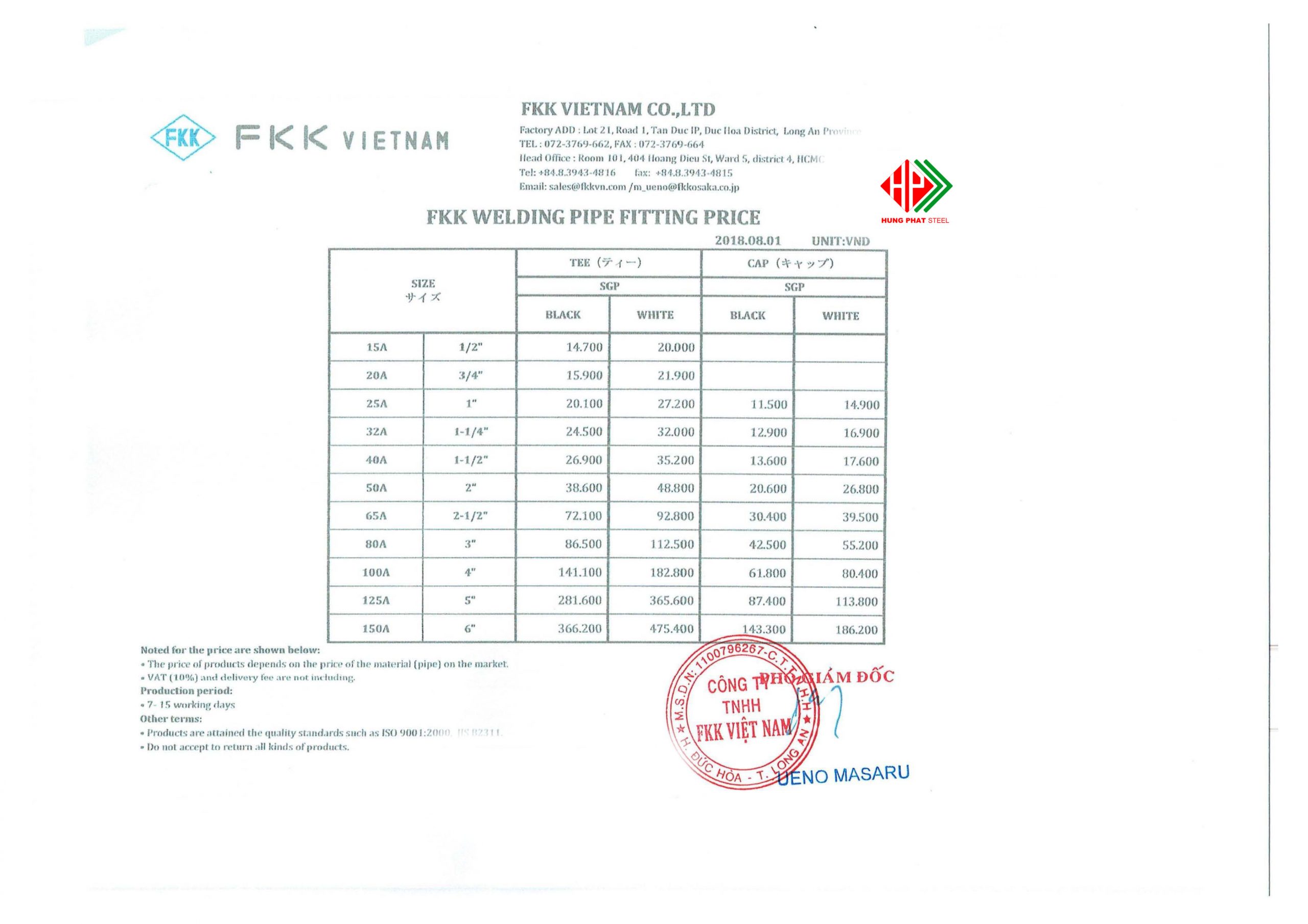 bảng giá phụ kiện hàn Fkk